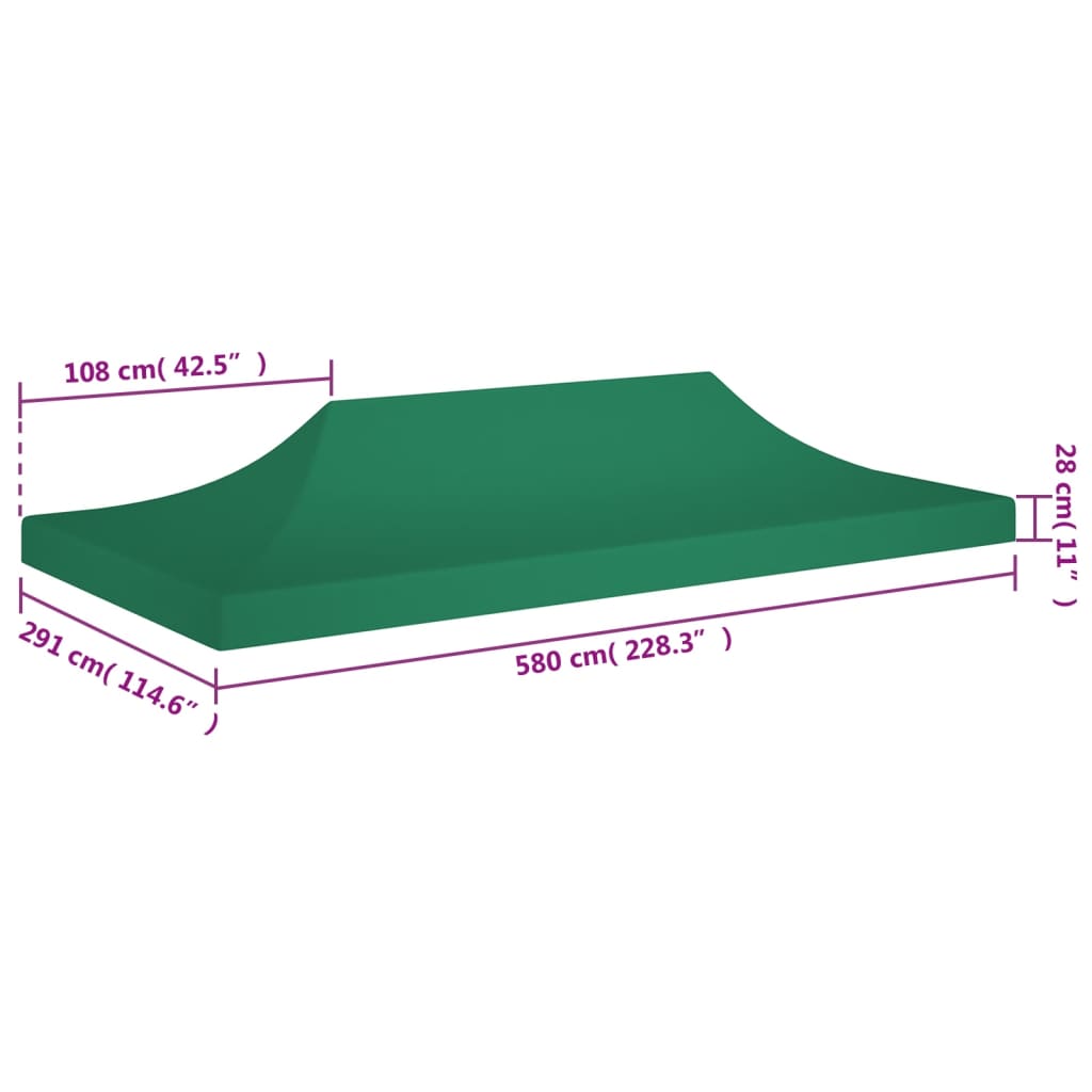 Střecha k party stanu 6 x 3 m zelená 270 g/m²