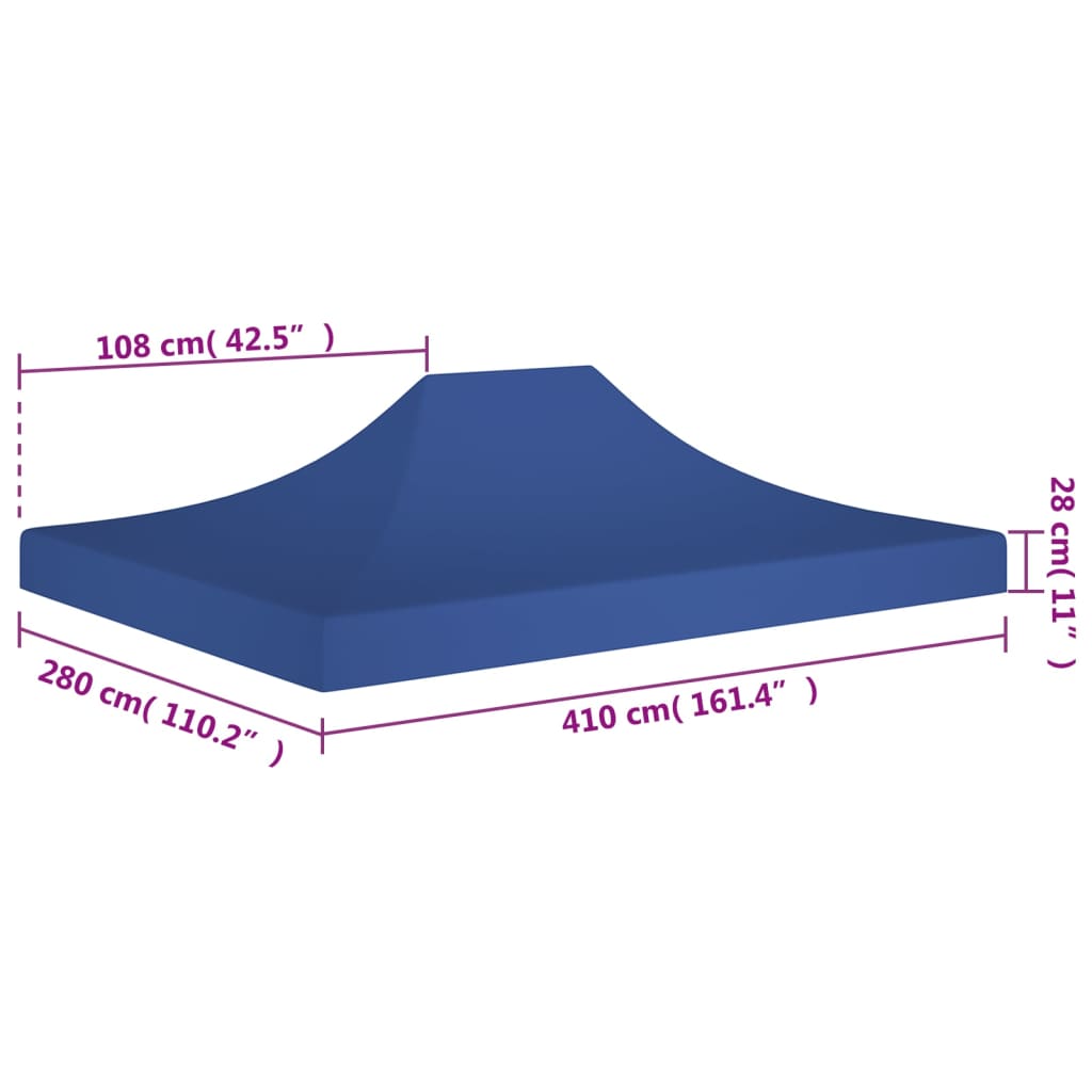 Střecha k party stanu 4 x 3 m modrá 270 g/m²