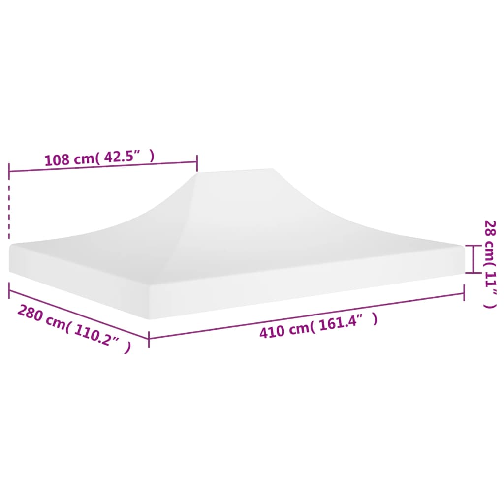 Střecha k party stanu 4 x 3 m bílá 270 g/m²
