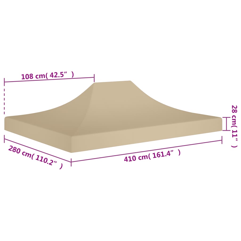Střecha k party stanu 4 x 3 m béžová 270 g/m²