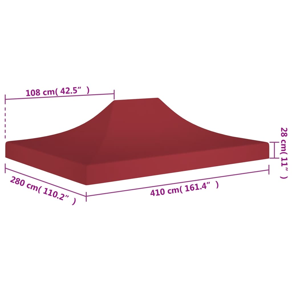 Střecha k party stanu 4 x 3 m vínová 270 g/m²