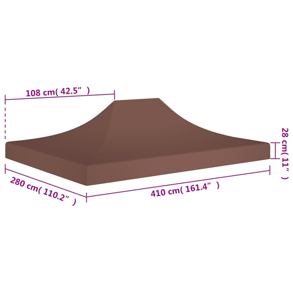 Střecha k party stanu 4 x 3 m hnědá 270 g/m²