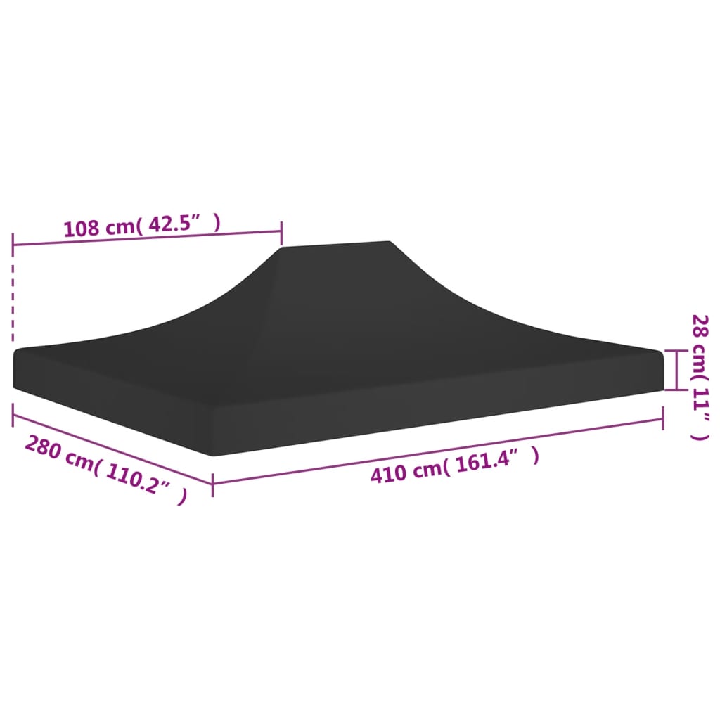 Střecha k party stanu 4 x 3 m černá 270 g/m²