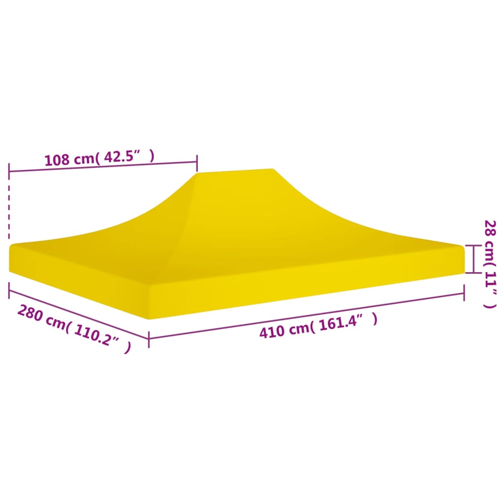 Střecha k party stanu 4 x 3 m žlutá 270 g/m²