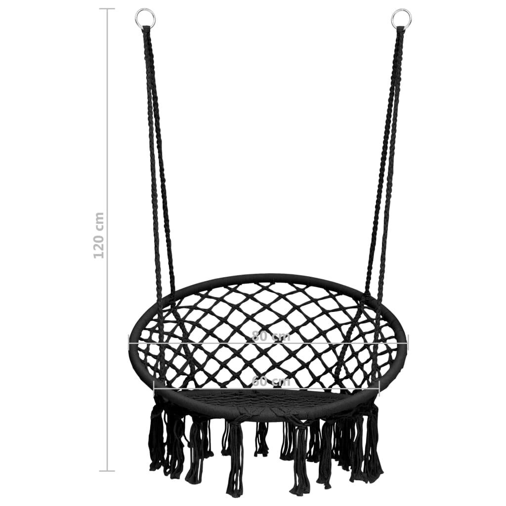 Závěsné houpací křeslo 80 cm antracitové
