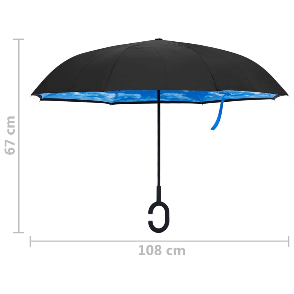 Deštník s rukojetí ve tvaru C černý 108 cm