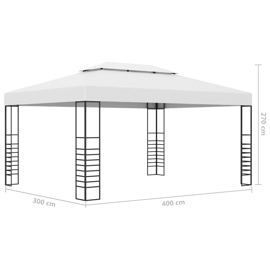 Altán se světelnými LED řetězy 4 x 3 x 2,7 m bílý
