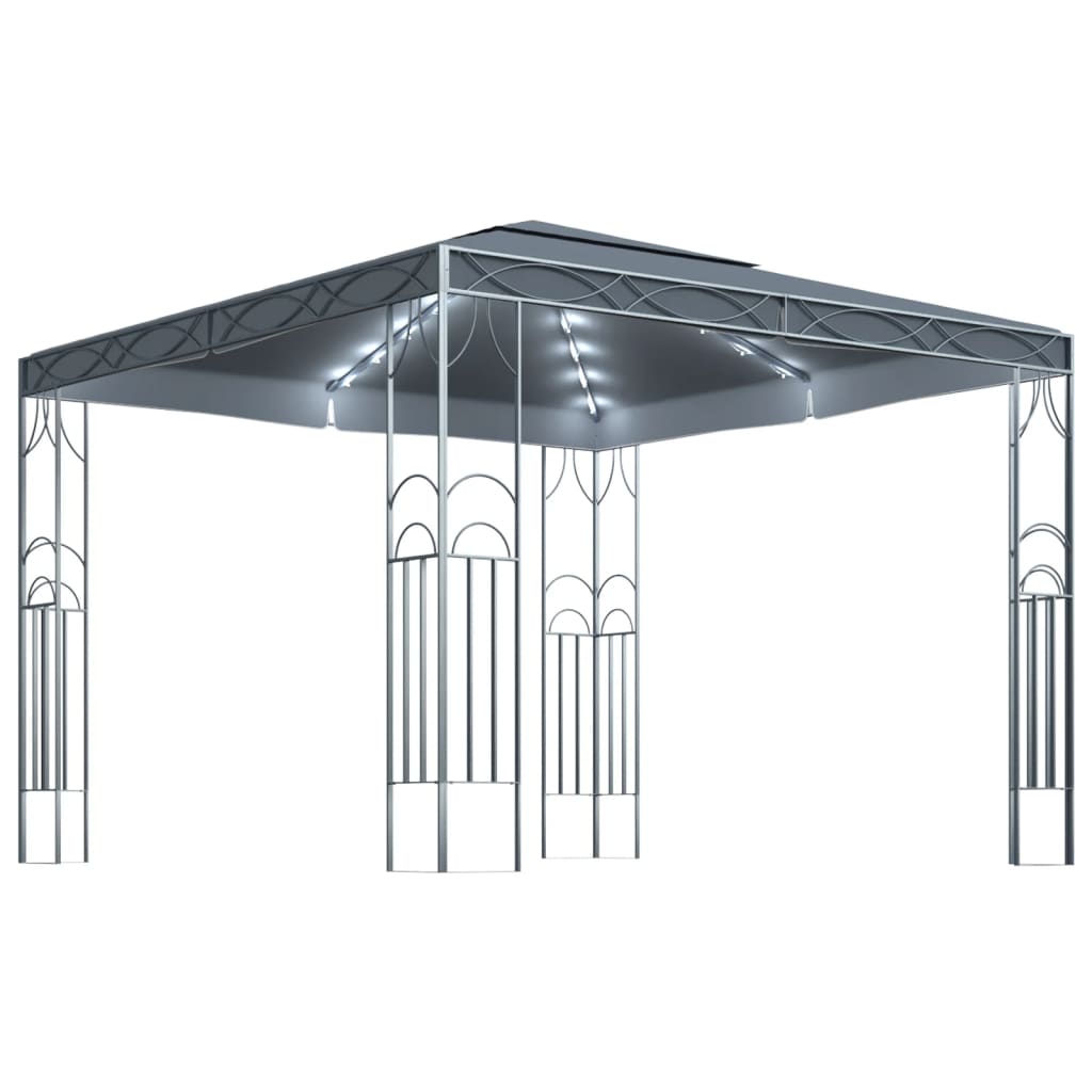 Altán se světelnými LED řetězy 300 x 300 cm antracitový