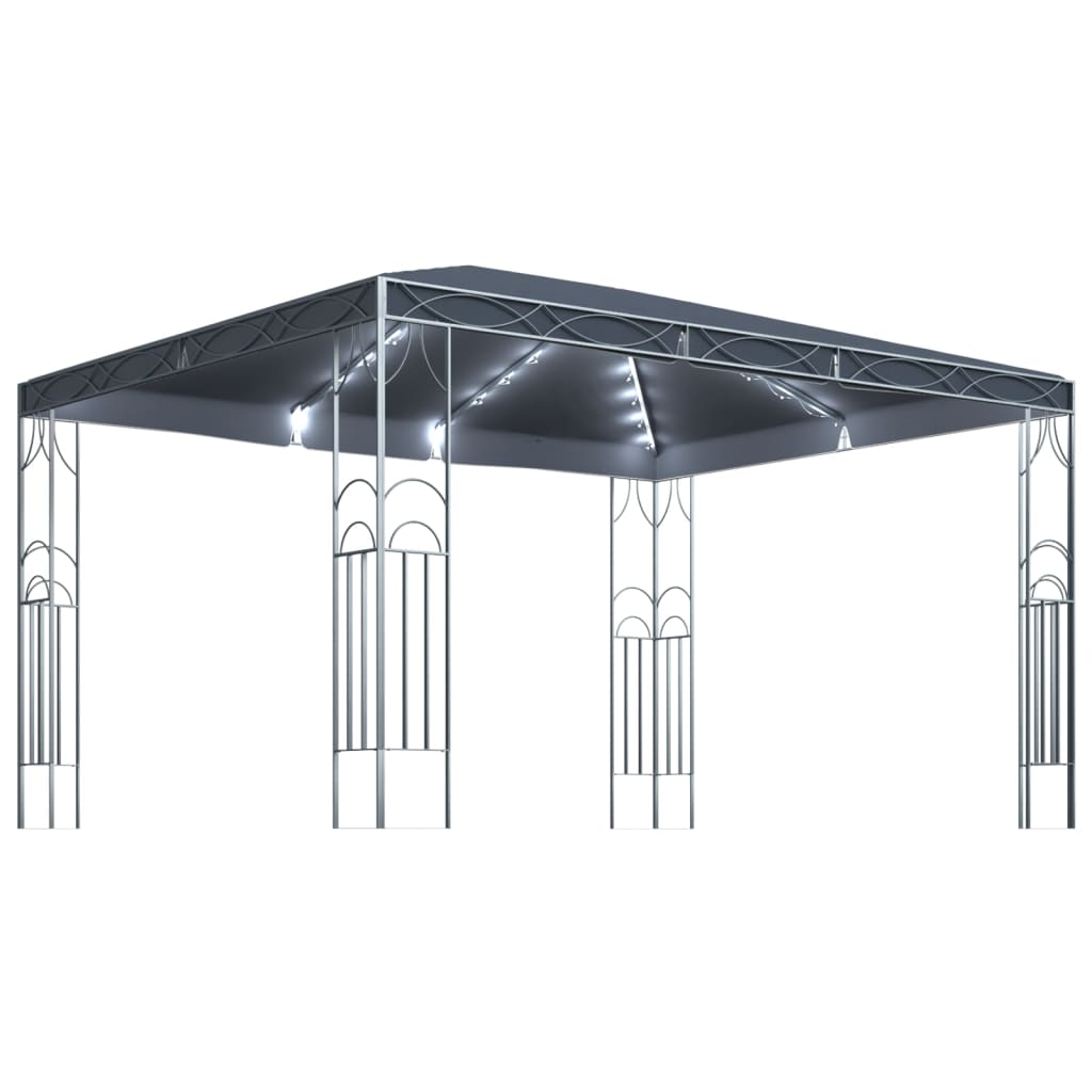 Altán se světelnými LED řetězy 400 x 300 cm antracitový