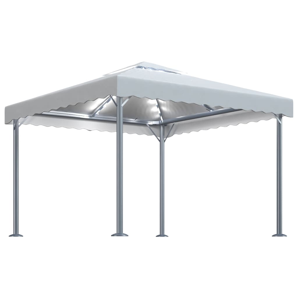 Altán se světelnými LED řetězy 300 x 300 cm krémový hliník