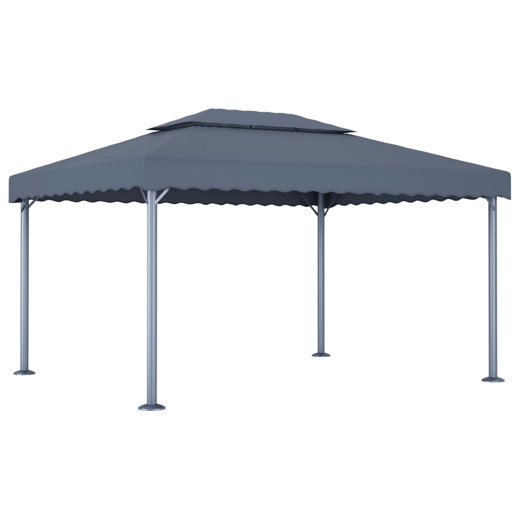 Altán se světelnými LED řetězy 400 x 300 cm antracitový hliník