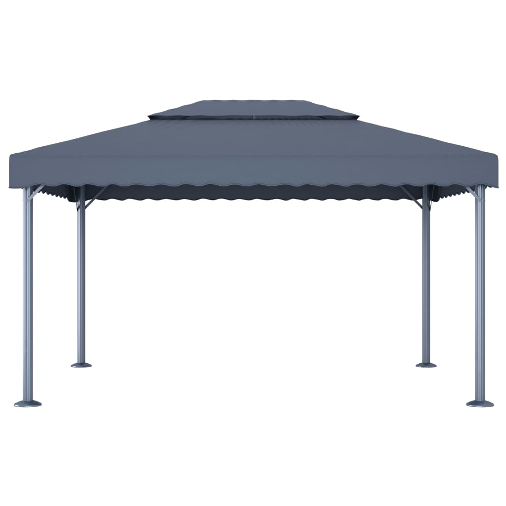 Altán se světelnými LED řetězy 400 x 300 cm antracitový hliník