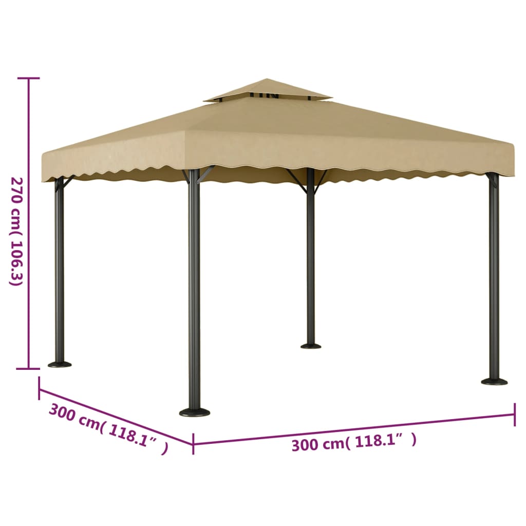 Altán taupe 3 x 3 m hliník a ocel