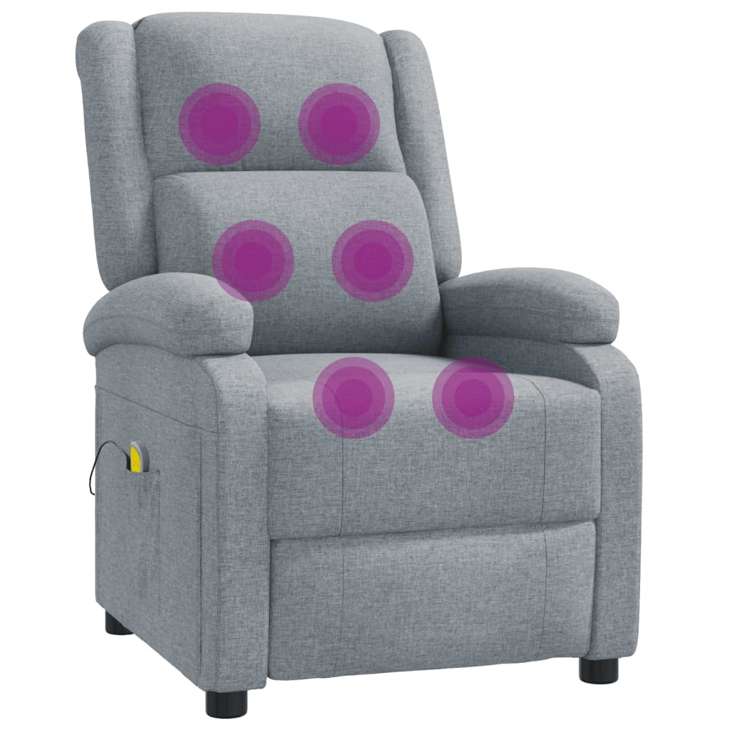 Masážní křeslo světle šedé textil