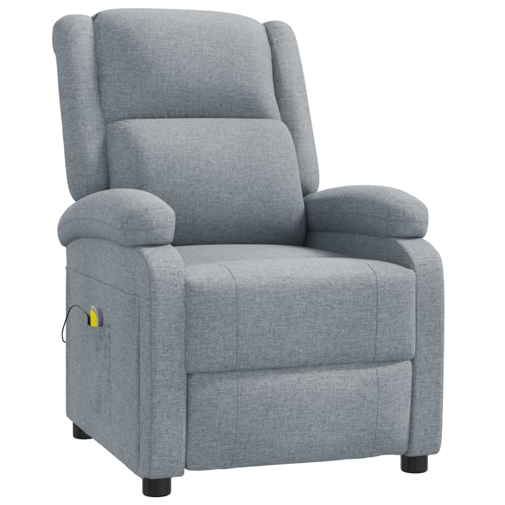 Masážní křeslo světle šedé textil