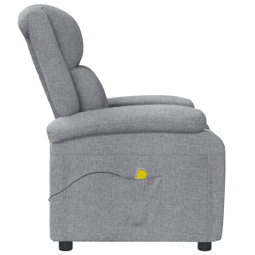 Masážní křeslo světle šedé textil