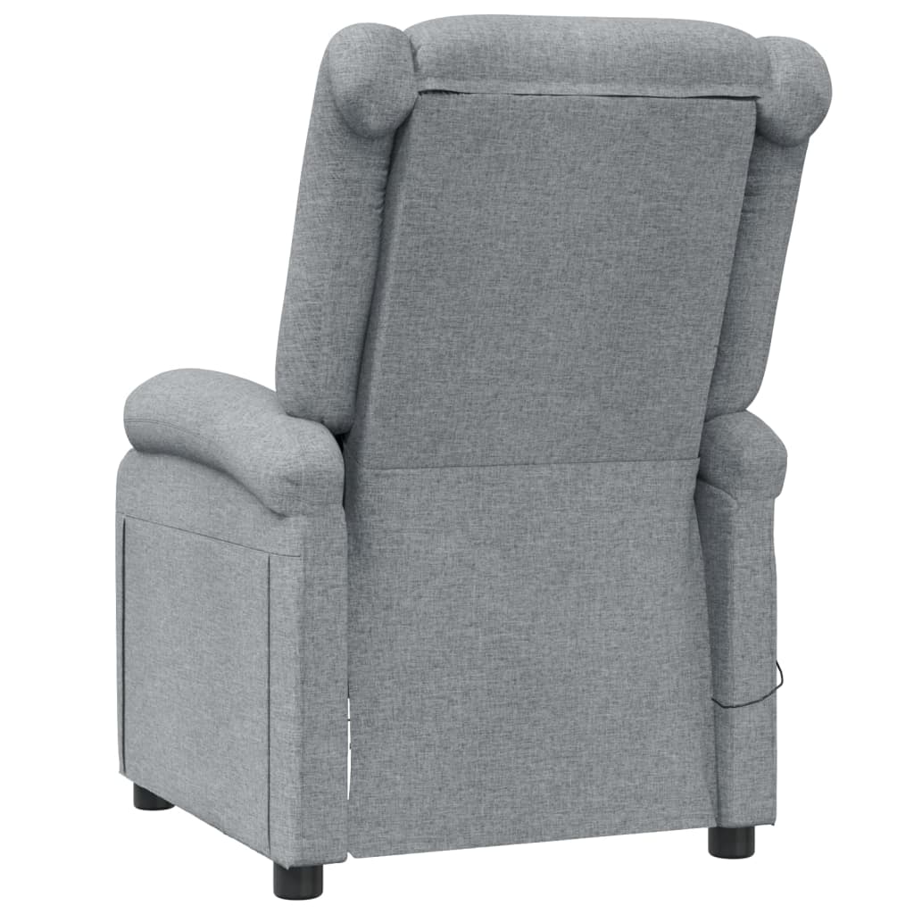 Masážní křeslo světle šedé textil