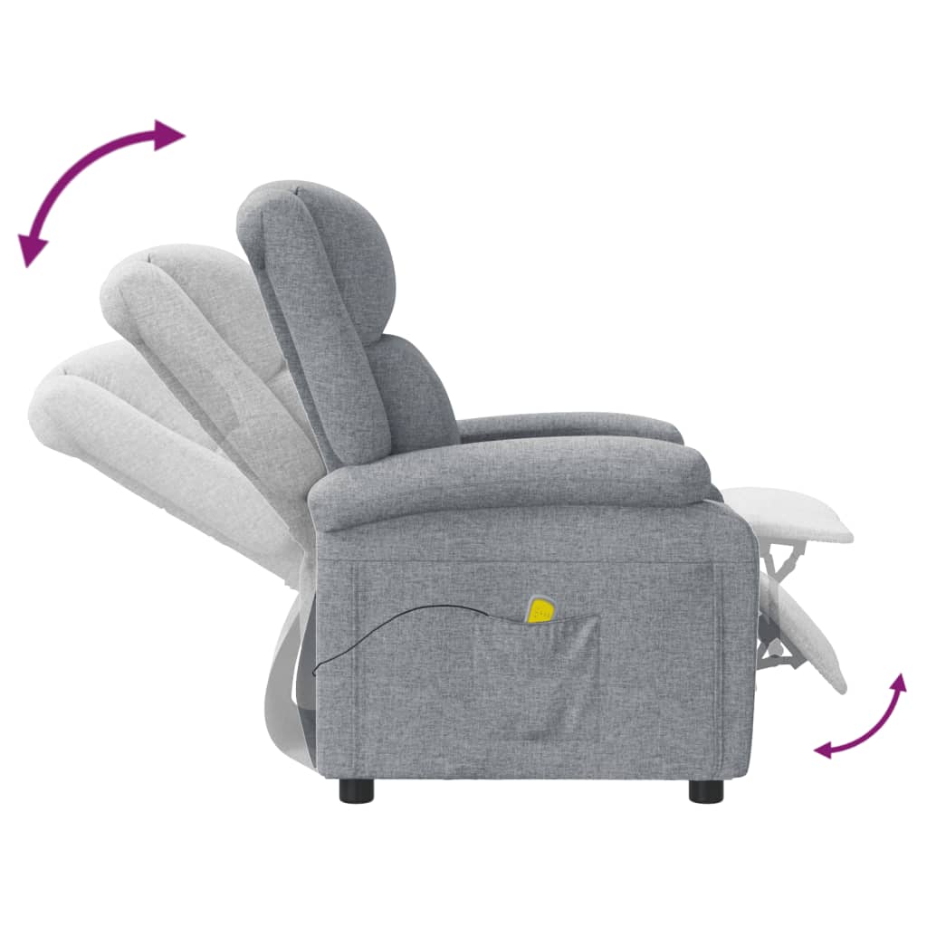 Masážní křeslo světle šedé textil
