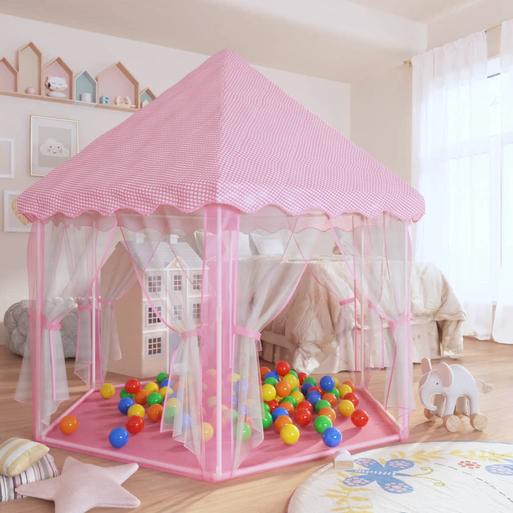 Princeznovský stan na hraní s 250 míčky růžový 133 x 140 cm