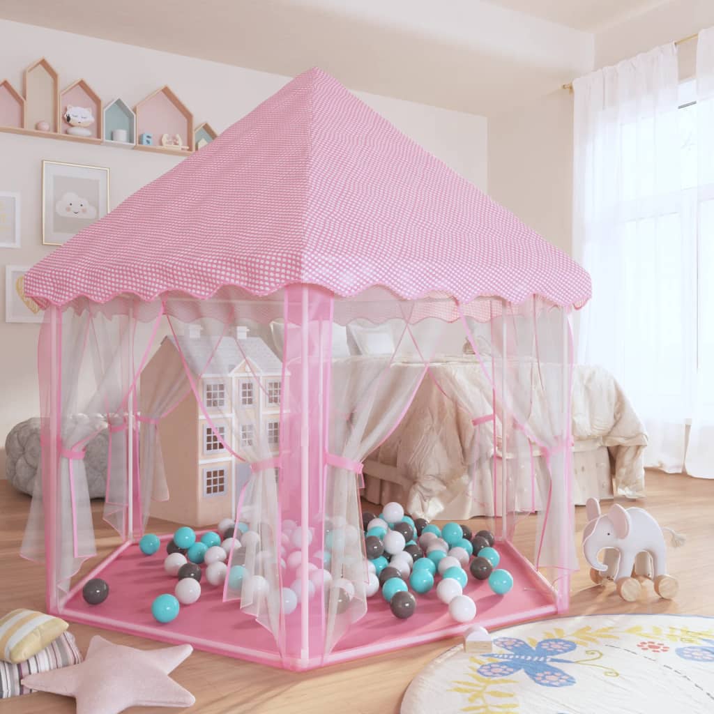 Princeznovský stan na hraní s 250 míčky růžový 133 x 140 cm