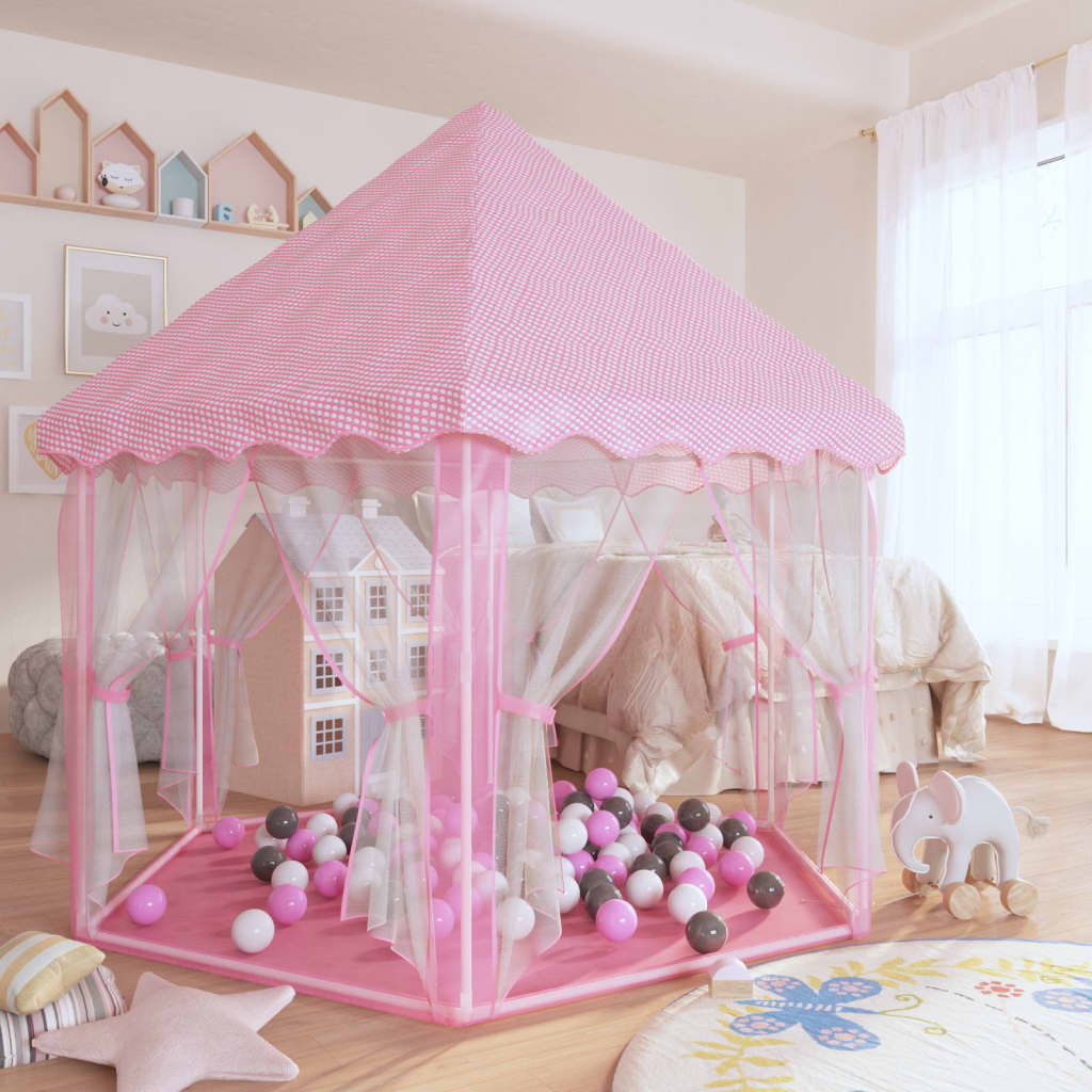 Princeznovský stan na hraní s 250 míčky růžový 133 x 140 cm