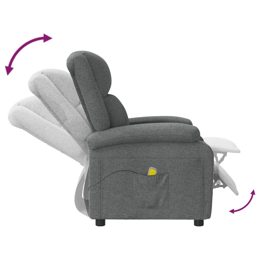 Masážní křeslo tmavě šedé textil