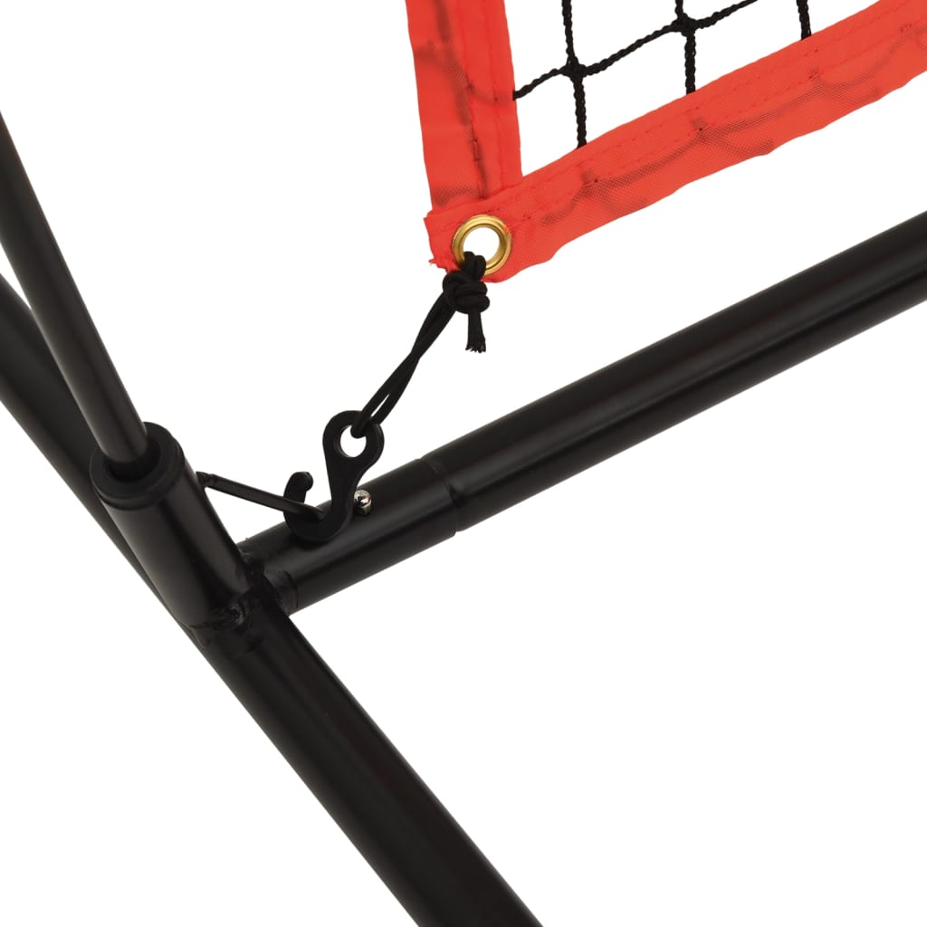 Přenosná baseballová síť červená/černá 369x107x271cm ocel a PES