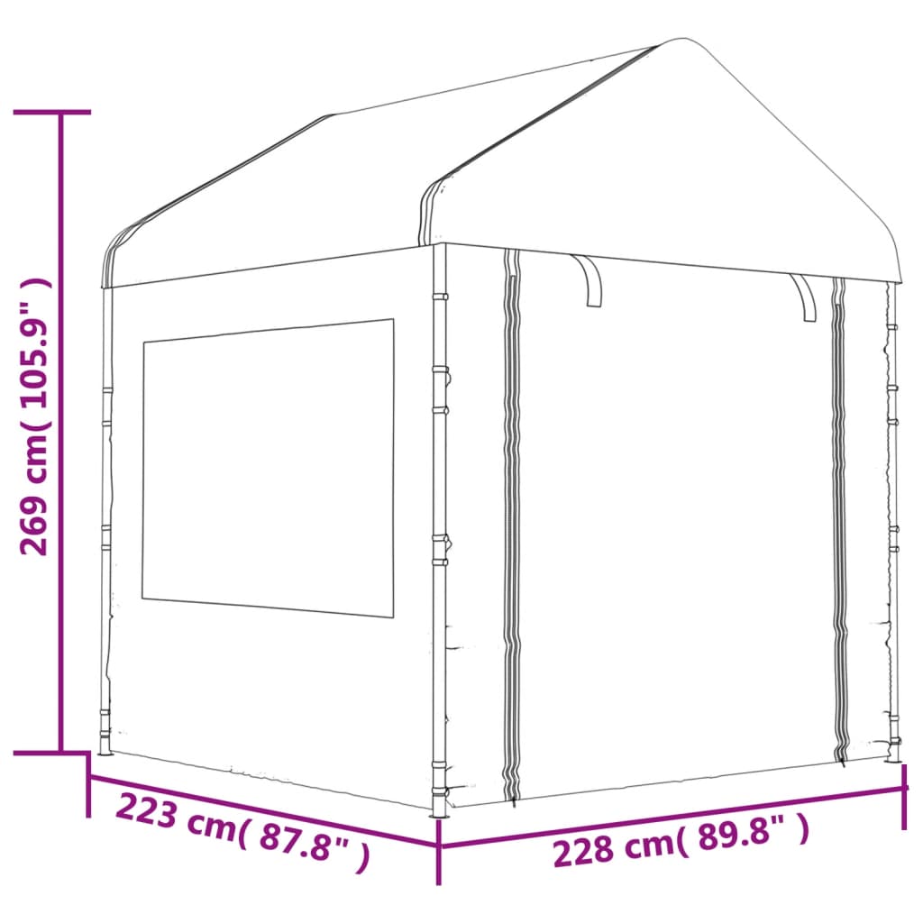 Altán se střechou bílý 8,92 x 2,28 x 2,69 m polyethylen