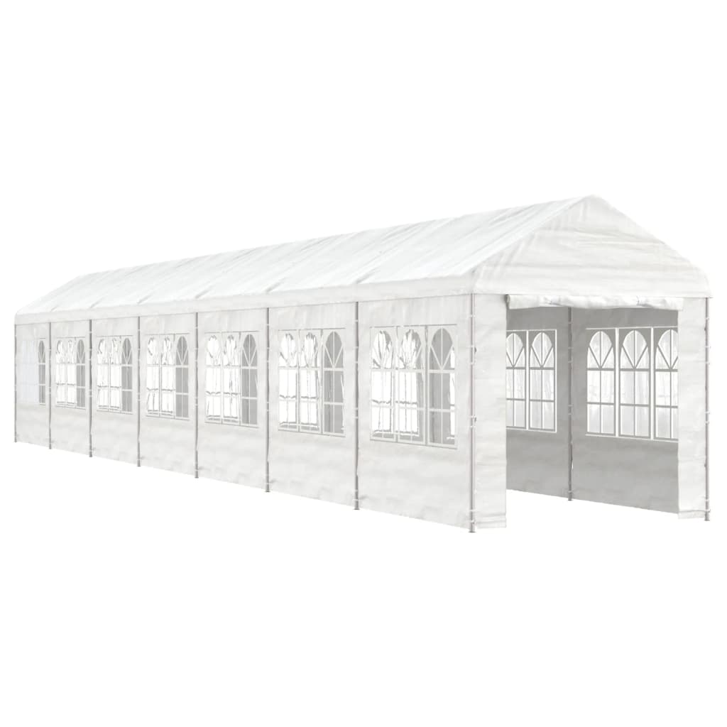 Altán se střechou bílý 15,61 x 2,28 x 2,69 m polyethylen