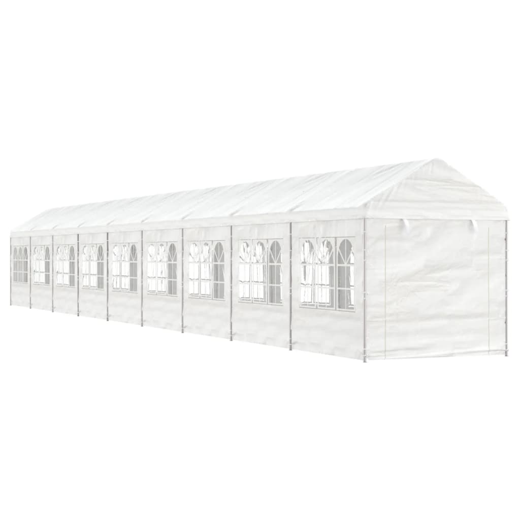 Altán se střechou bílý 20,07 x 2,28 x 2,69 m polyethylen