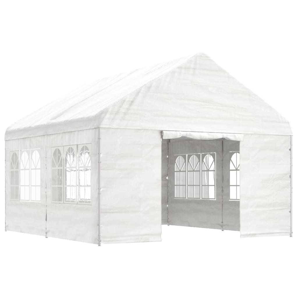 Altán se střechou bílý 4,46 x 4,08 x 3,22 m polyethylen