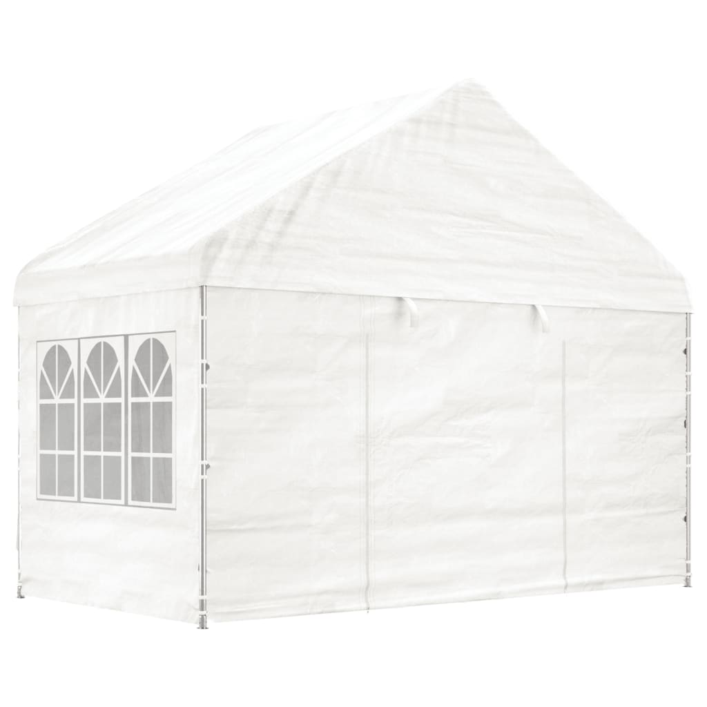 Altán se střechou bílý 4,46 x 4,08 x 3,22 m polyethylen