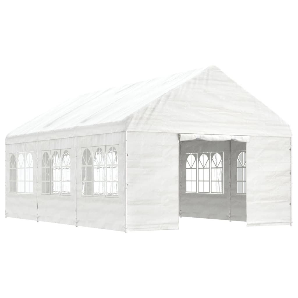 Altán se střechou bílý 6,69 x 4,08 x 3,22 m polyethylen