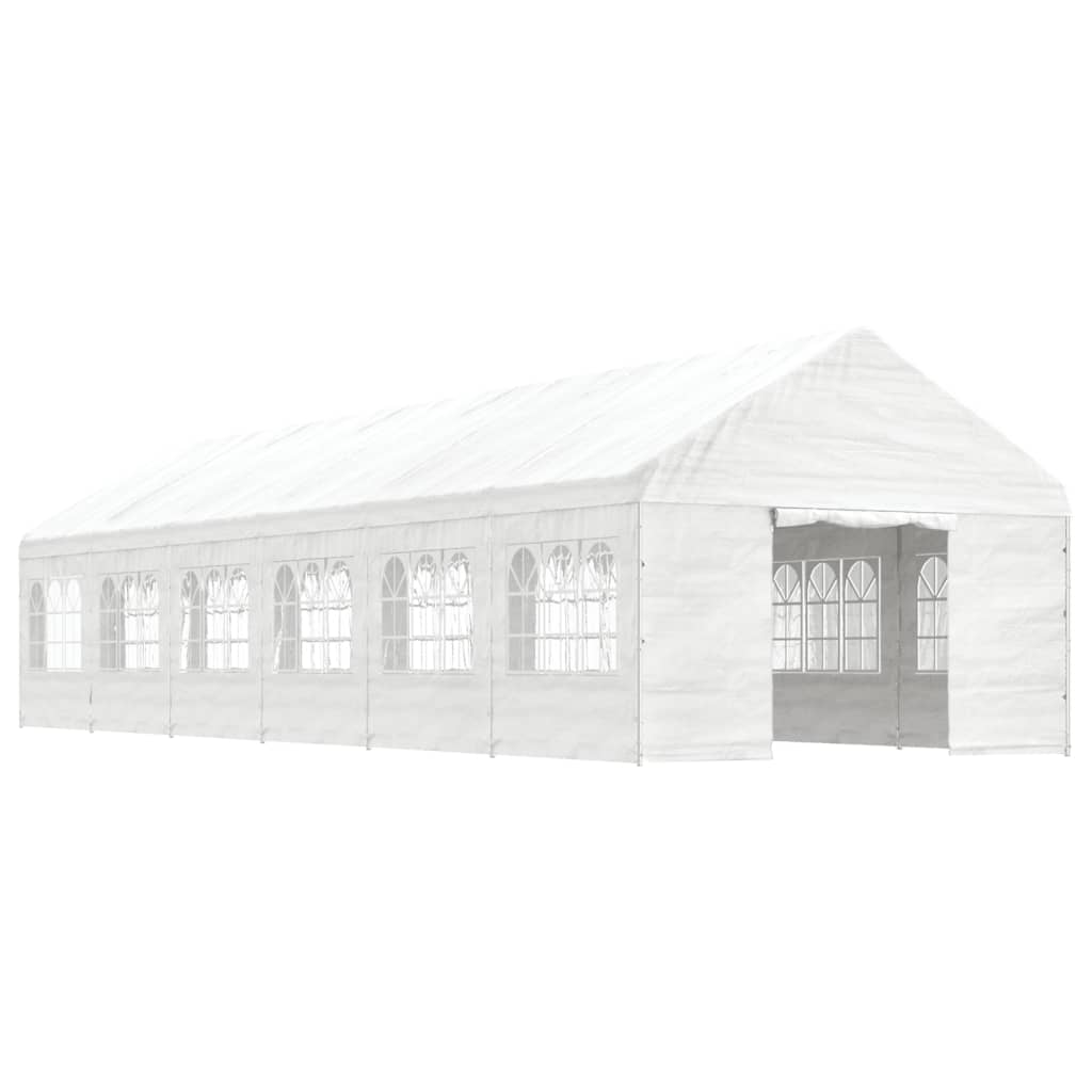Altán se střechou bílý 13,38 x 4,08 x 3,22 m polyethylen