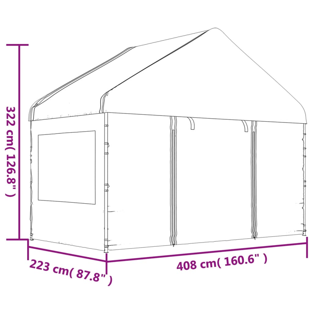 Altán se střechou bílý 17,84 x 4,08 x 3,22 m polyethylen