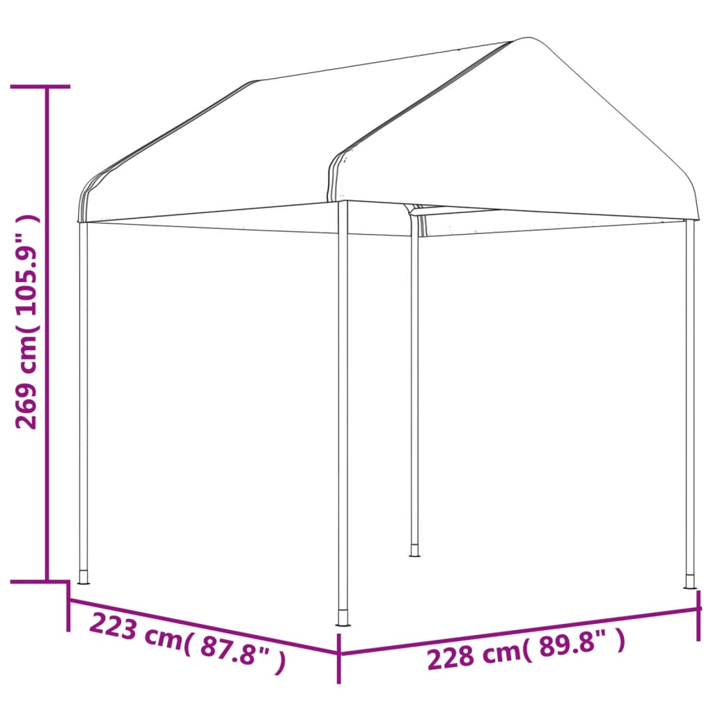 Altán se střechou bílý 11,15 x 2,28 x 2,69 m polyethylen