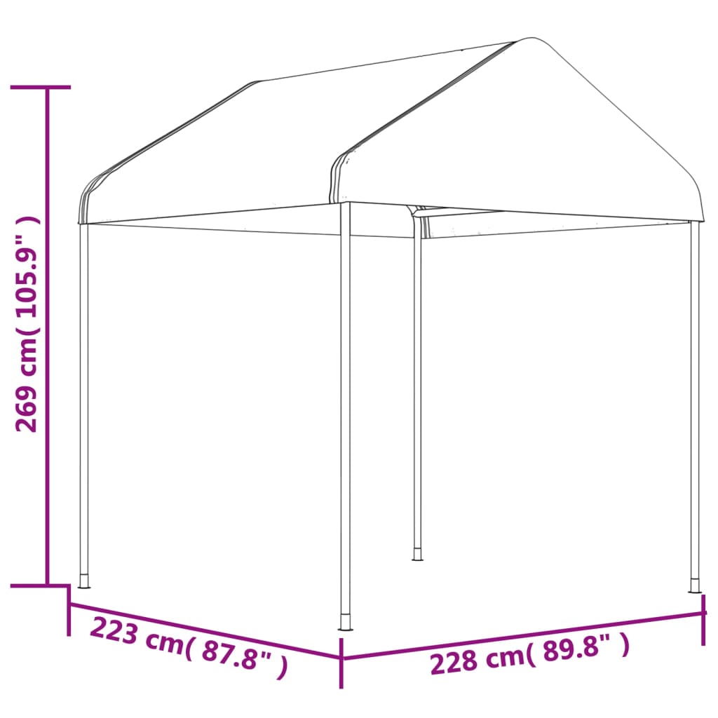 Altán se střechou bílý 15,61 x 2,28 x 2,69 m polyethylen