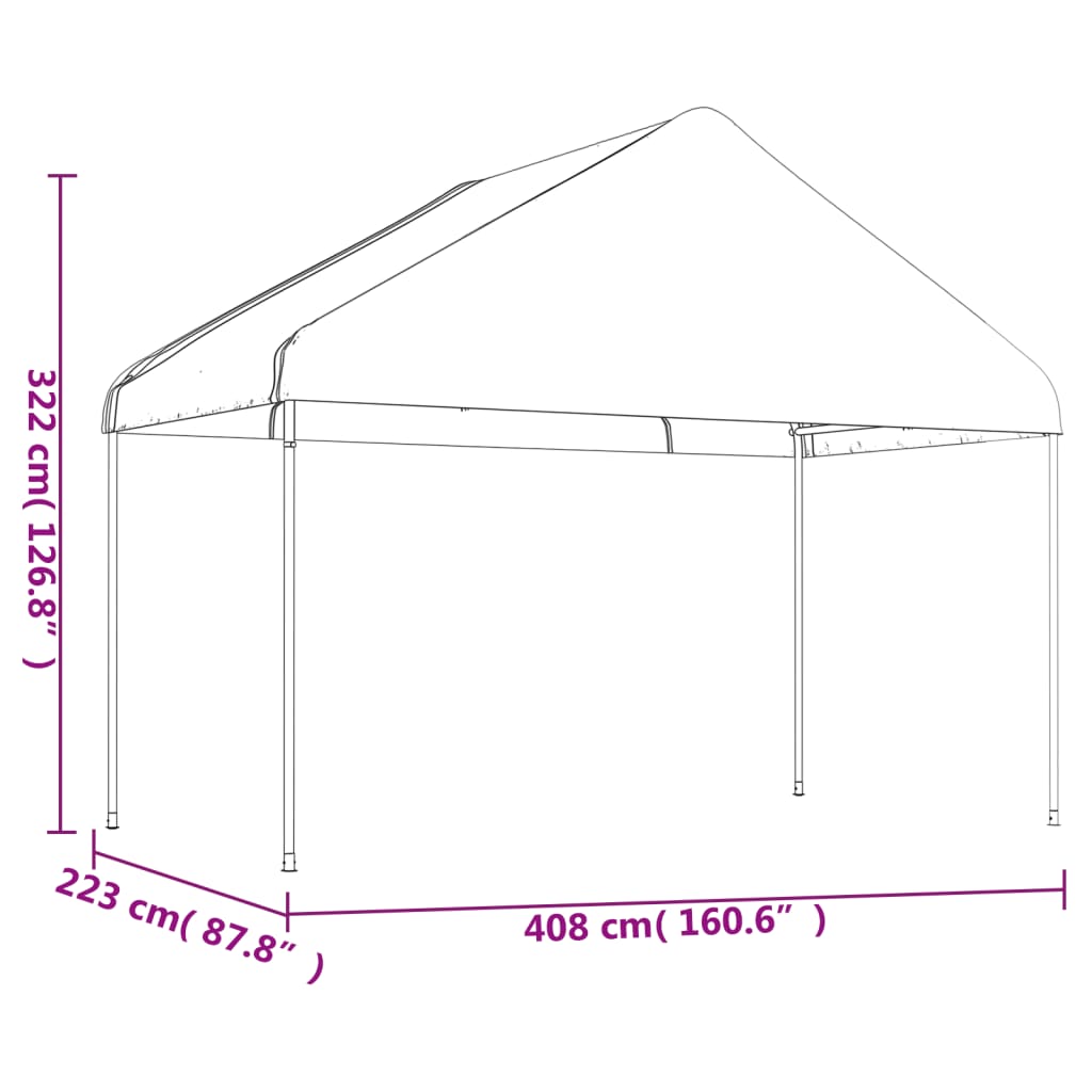 Altán se střechou bílý 13,38 x 4,08 x 3,22 m polyethylen