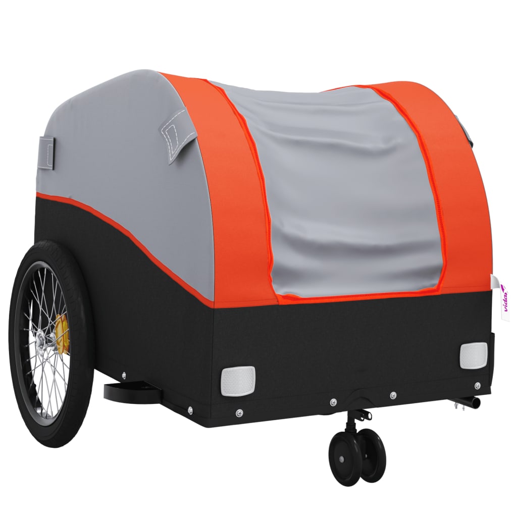 Vozík za kolo černý a oranžový 30 kg železo