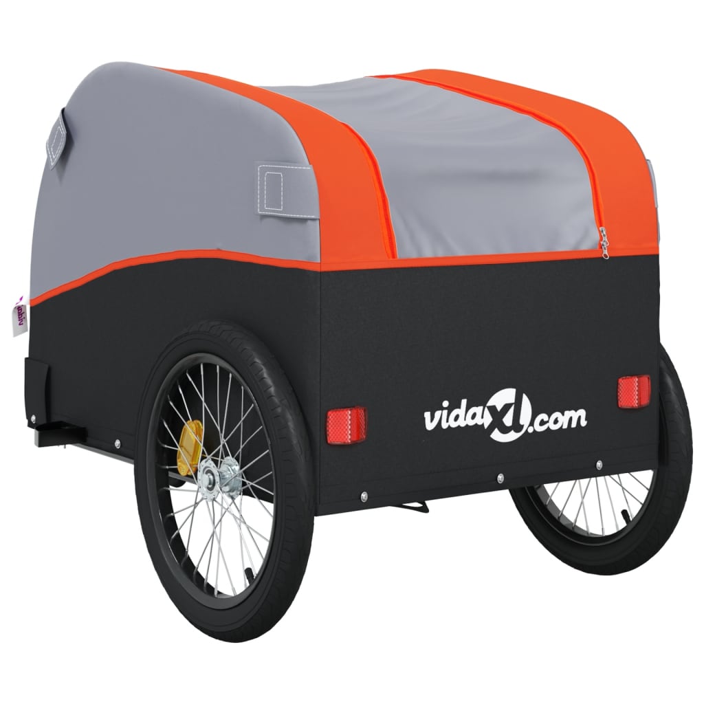 Vozík za kolo černý a oranžový 30 kg železo