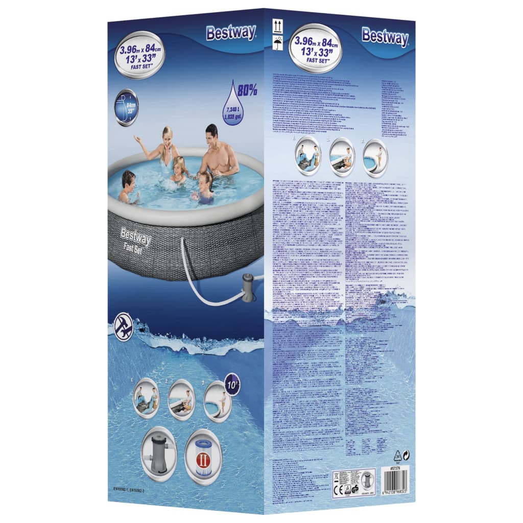 Bestway Nafukovací bazén Fast Set s čerpadlem 396 x 84 cm