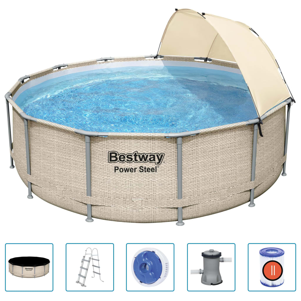 Bestway Bazén Power Steel s příslušenstvím a stříškou 396 x 107 cm