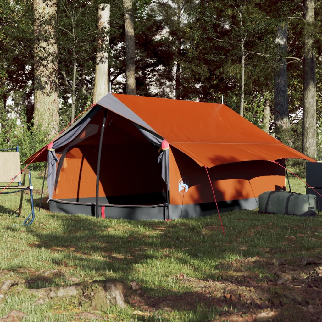 Kempingový stan pro 2 osoby šedý a oranžový nepromokavý
