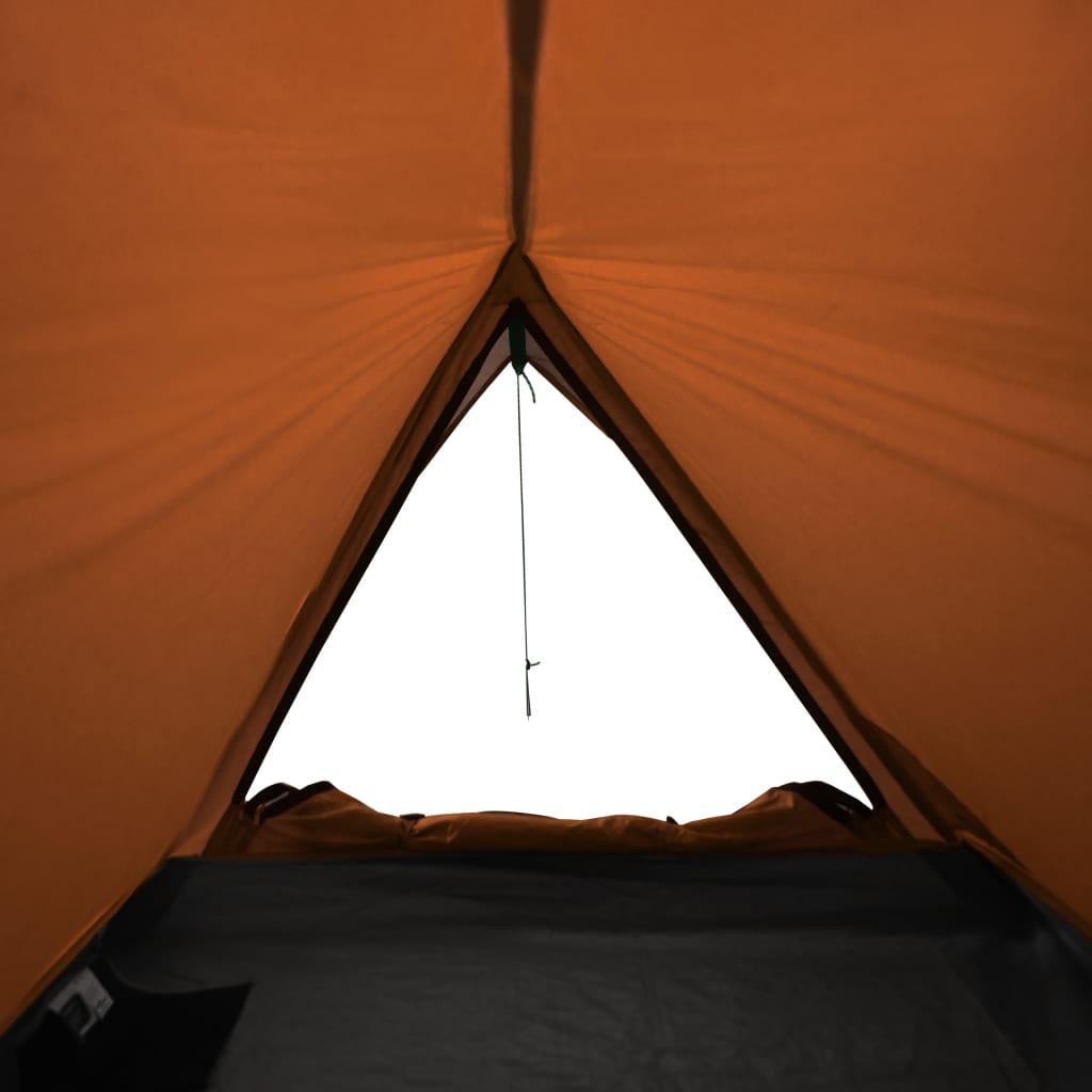 Kempingový stan pro 2 osoby šedý a oranžový nepromokavý