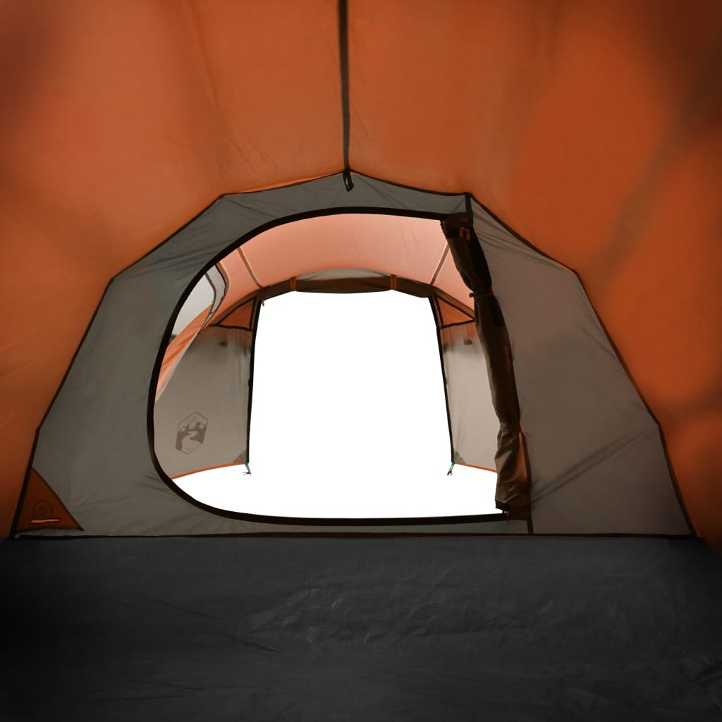 Kempingový stan tunel pro 3 osoby šedý a oranžový nepromokavý