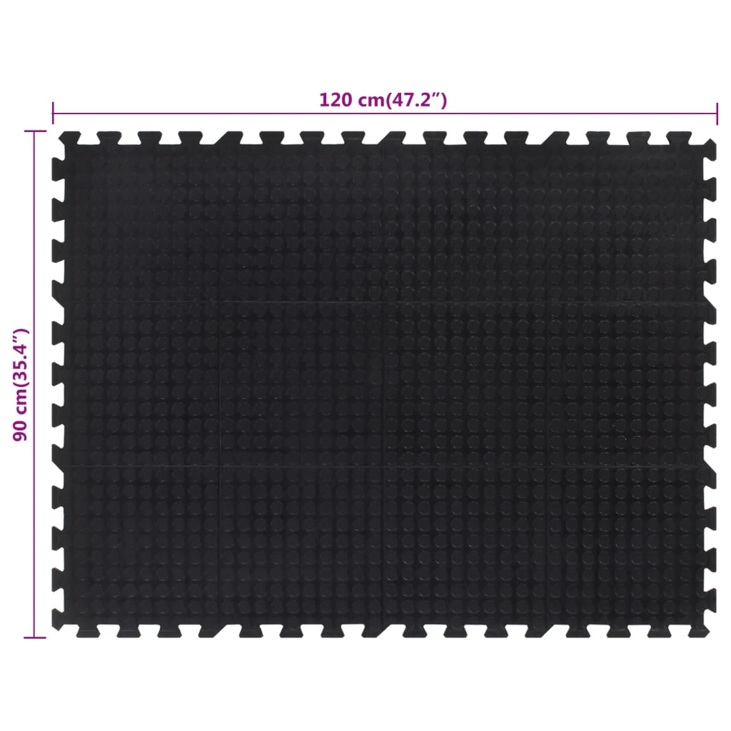 Gumová podlahová dlaždice černá 12 mm 90 x 120 cm