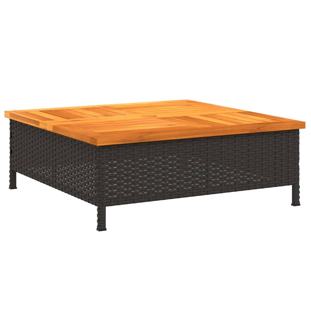 Kryt na stojan slunečníku černý 70x70x25 cm polyratan a akácie