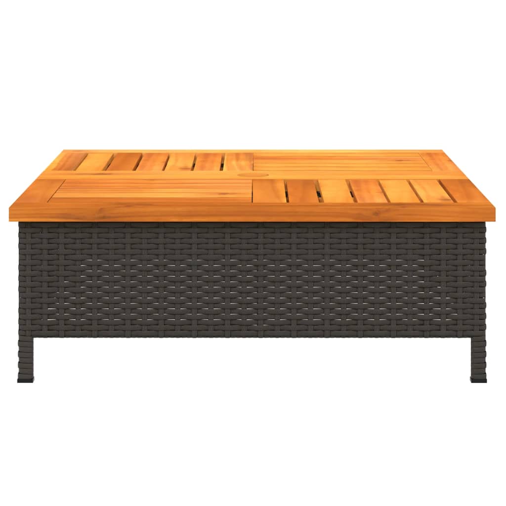 Kryt na stojan slunečníku černý 70x70x25 cm polyratan a akácie