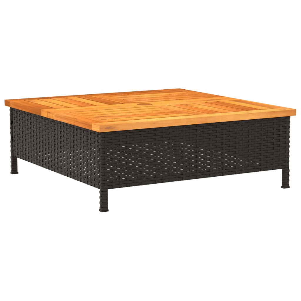 Kryt na stojan slunečníku černý 70x70x25 cm polyratan a akácie
