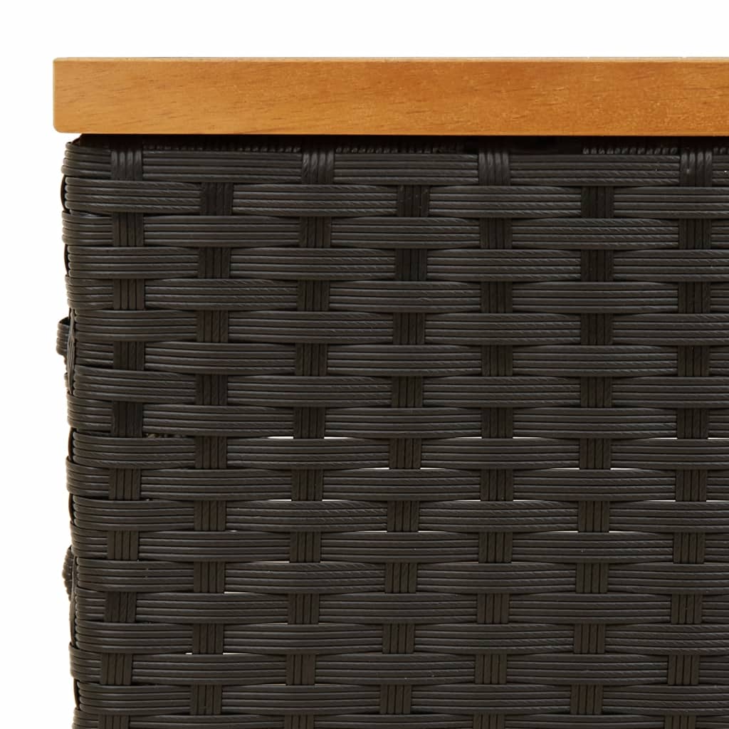 Kryt na stojan slunečníku černý 70x70x25 cm polyratan a akácie